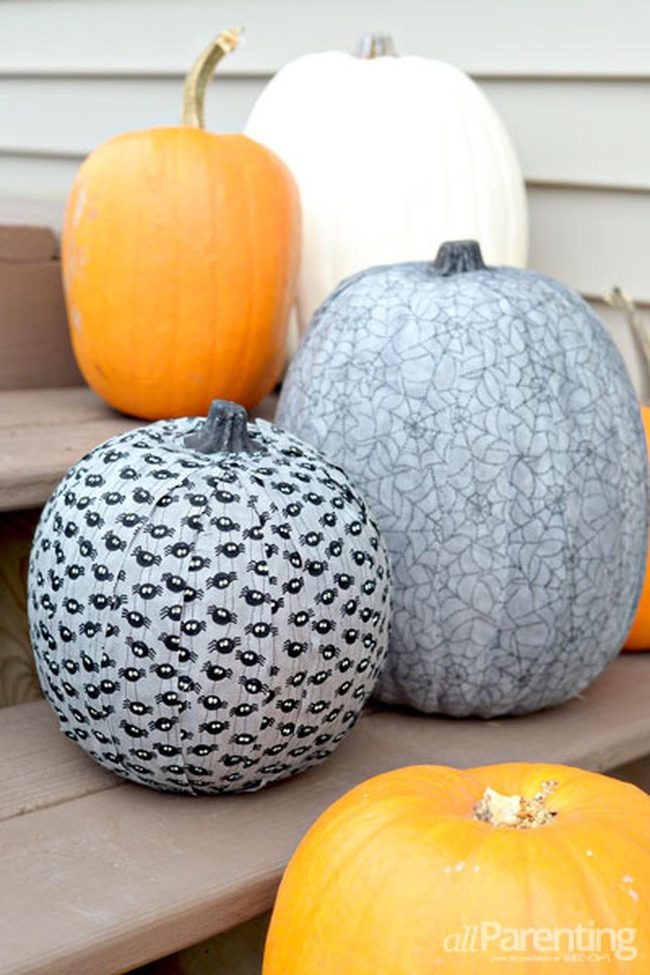 Black Orange Pumpkins With Spider Webs