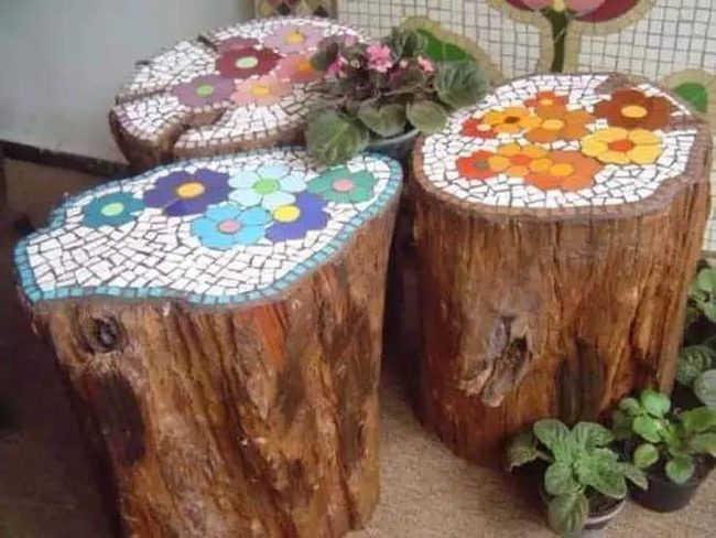 Raw Wood Meets Colorful Mosaic