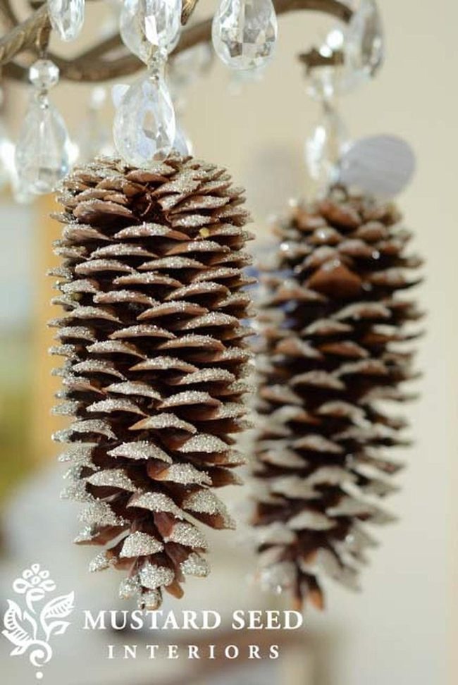 Icy Pinecone Sparkle Ornaments