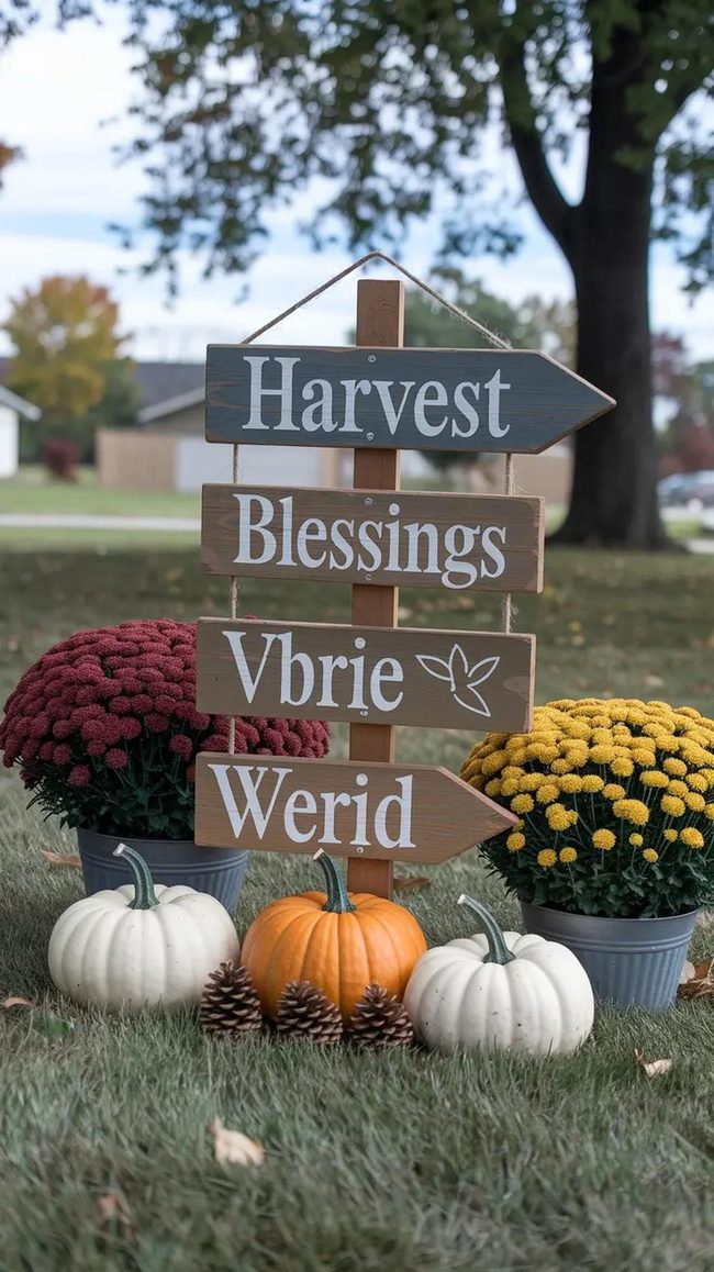 Autumn Wood Signs With Harvest Messages