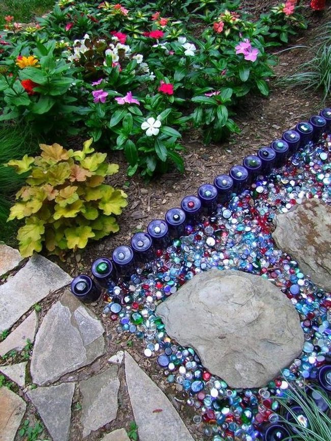 Sparkling Glass Stones Garden Path