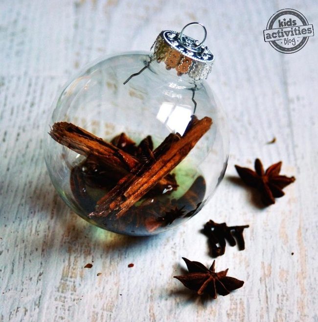 Cinnamon Sticks Silver Glass Ornaments