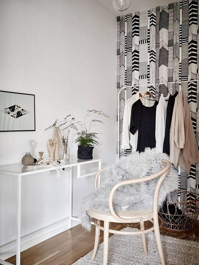 Black And White Geometry Meets Warm Wood