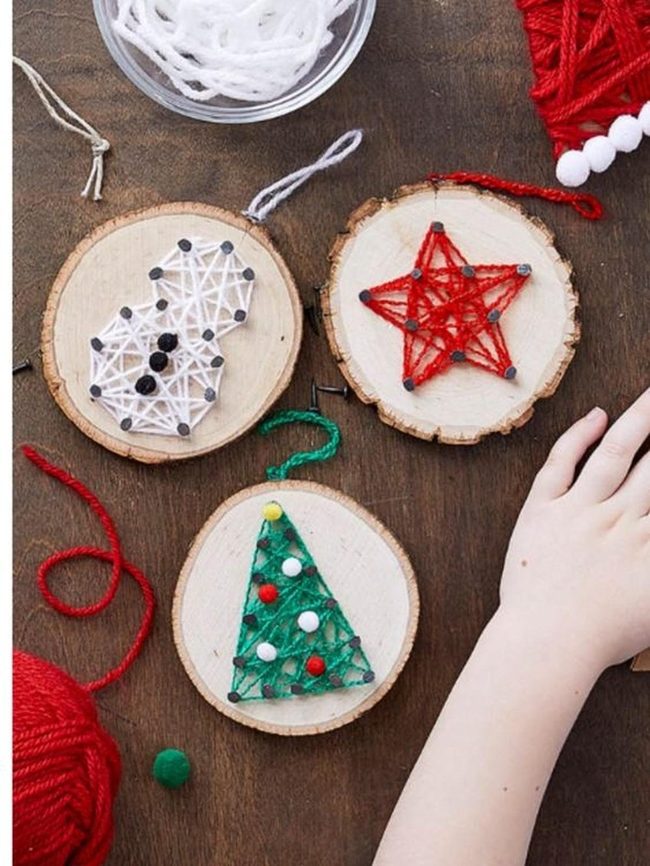 Colorful Yarn Christmas Ornaments