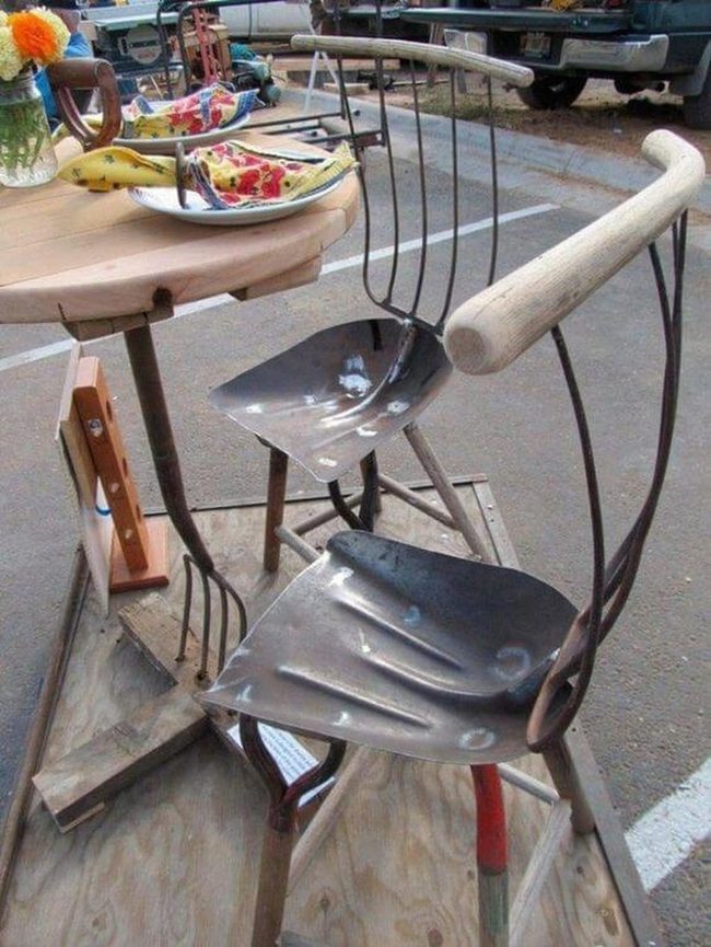 Vintage Rake Chairs Polished Steel
