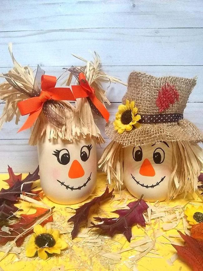 Scarecrow Pair With Feathered Charm