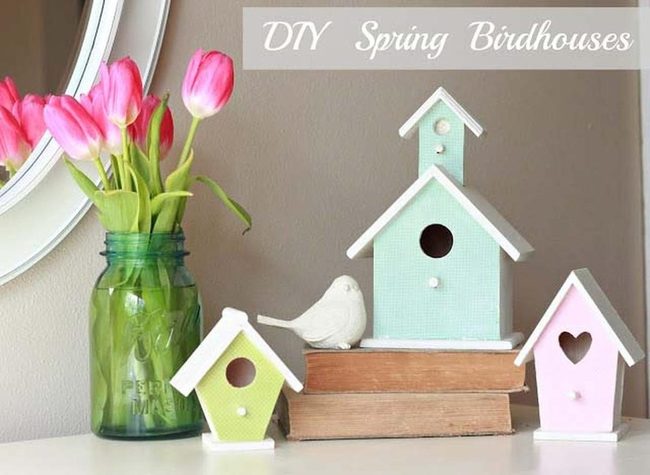 Pastel Wooden Birdhouses Easter Edition
