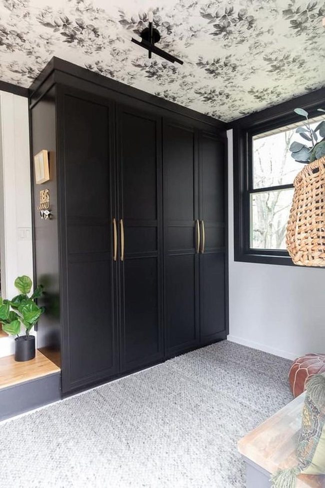 Black Wardrobe Gold Handles Florals