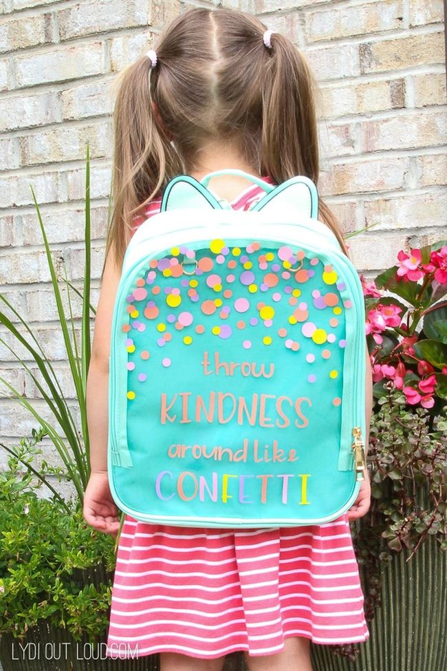 Turquoise Confetti Backpack Kindness Message