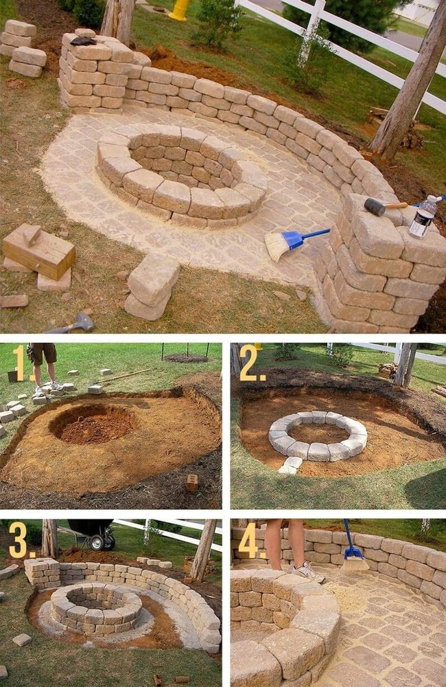 Stone Brick Fire Pit Gathering