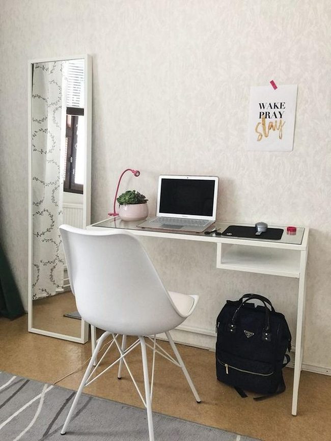 Pink Lamp Powers Minimal Workspace