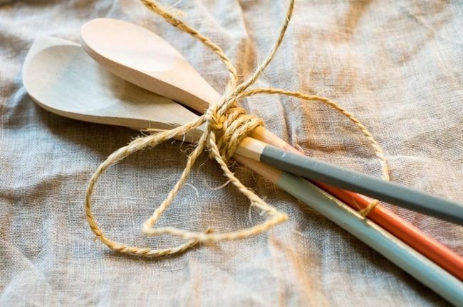 Hand-Painted Wooden Spoons And Twine