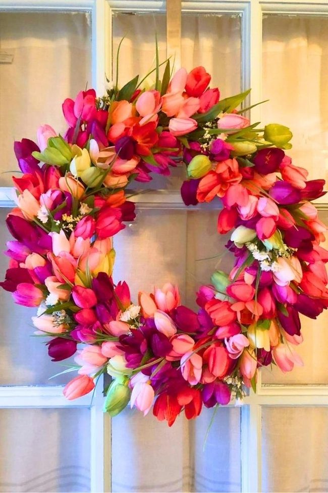 Pink Tulip Wreath Fresh Blooms