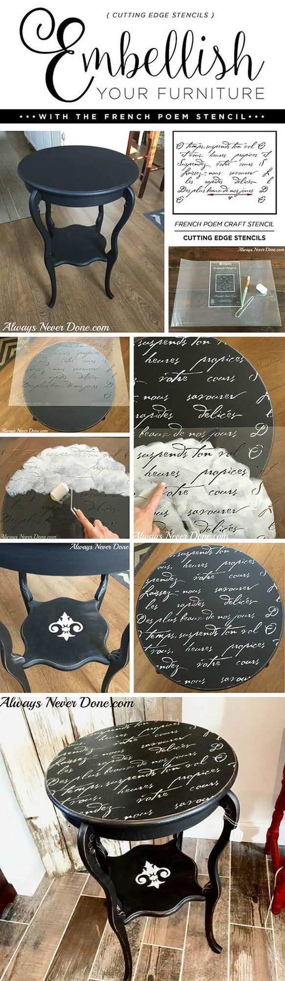 Stenciled Love Letters Table