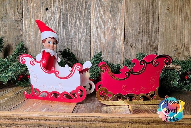 Gold Metallic Santa Sleigh Sculpture