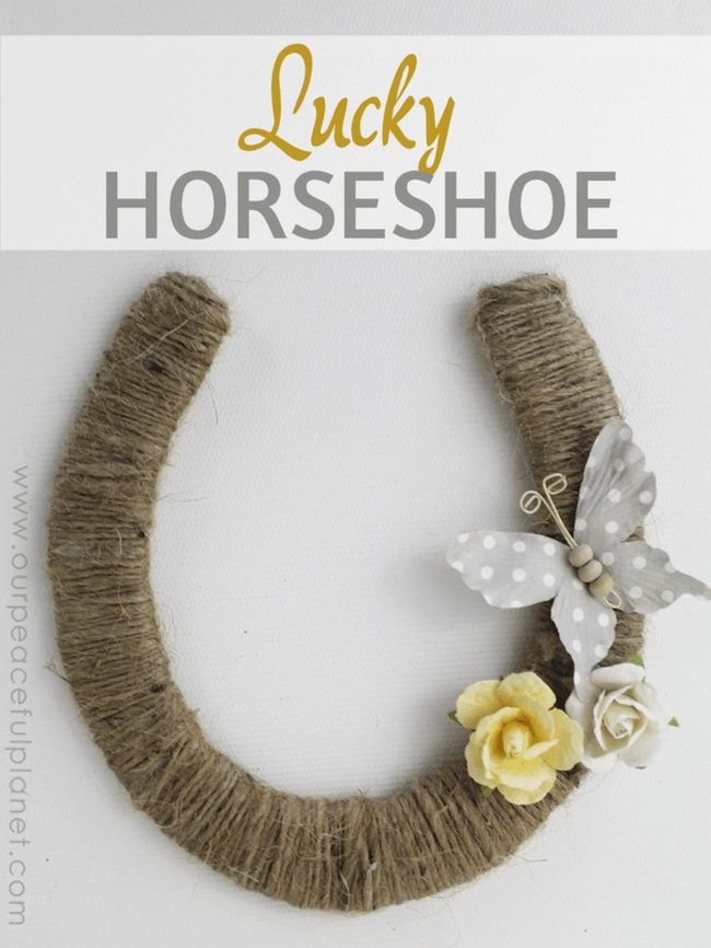 Twine-Wrapped Horseshoe With Butterfly Blooms