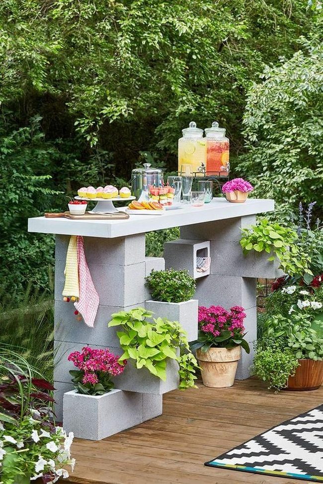 Cinder Block Bar White Top