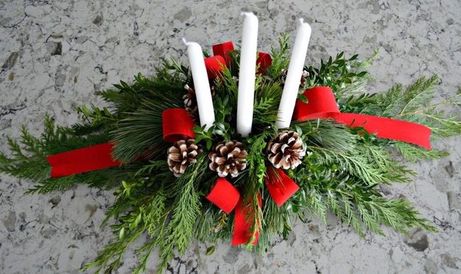 White Candles Among Green Pine Branches