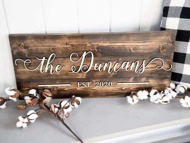 Carved Birch Family Name Entrance