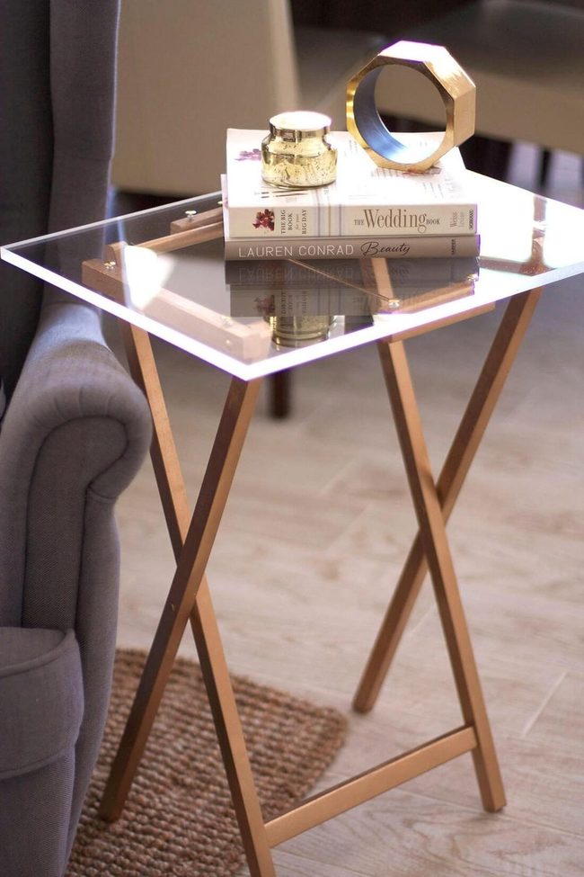 Glass And Polished Metal Nautical Table