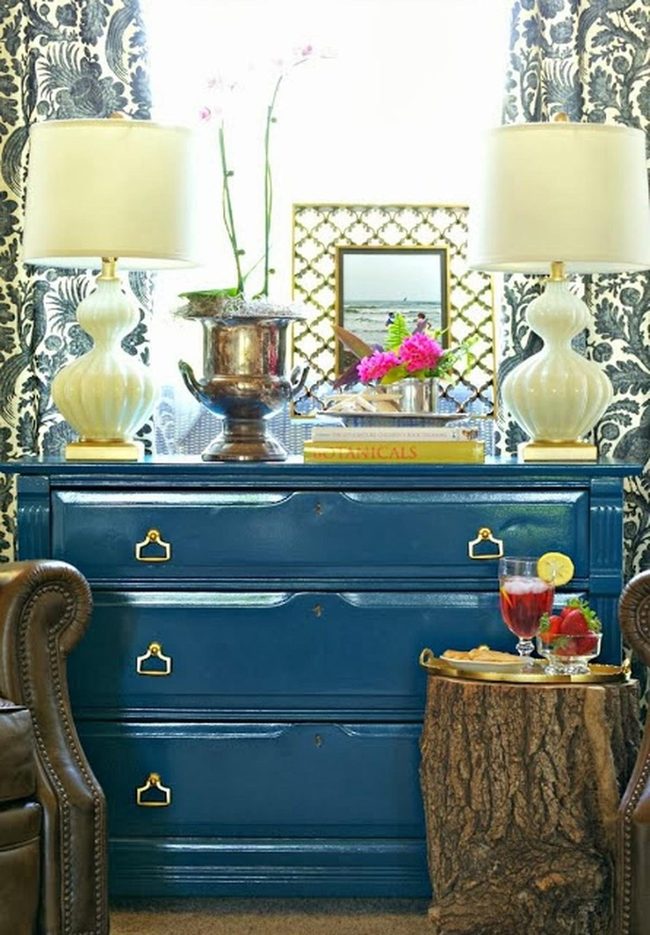 Blue Dresser Gold Hardware Gleam