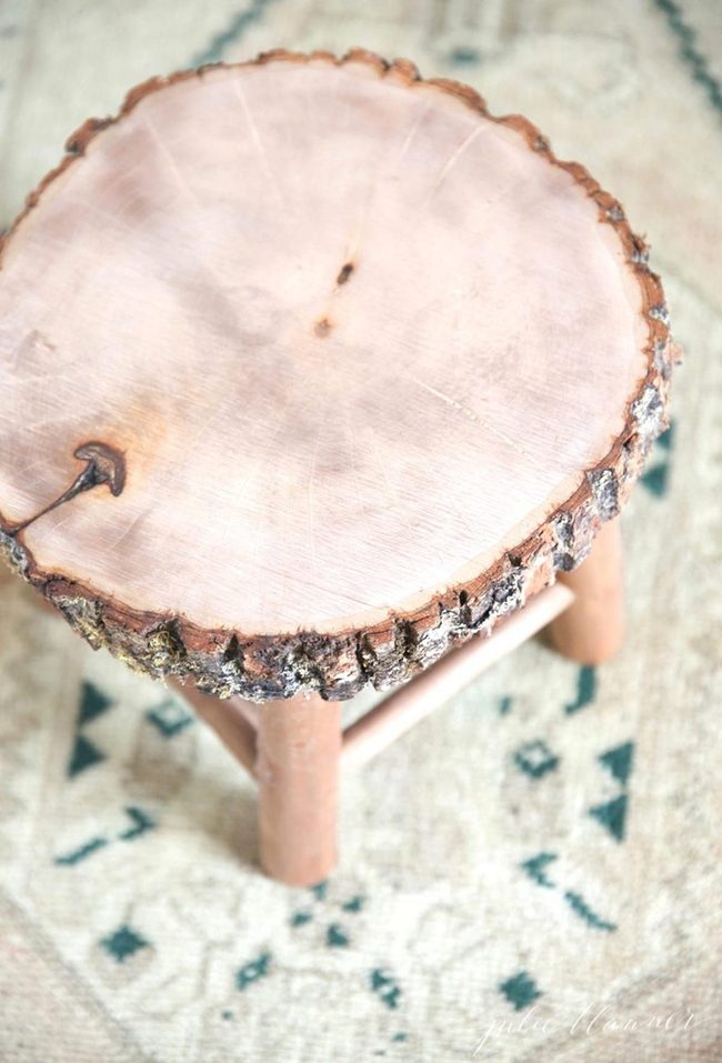 Raw Edge Wood Stool Natural