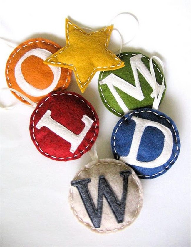 Handstitched Felt Circles With Bright Letters