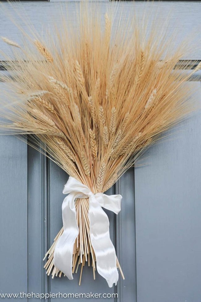 Golden Wheat Bundles White Satin