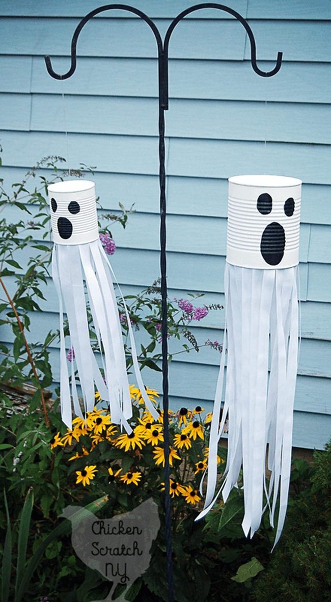 Painted Tin Can Ghosts
