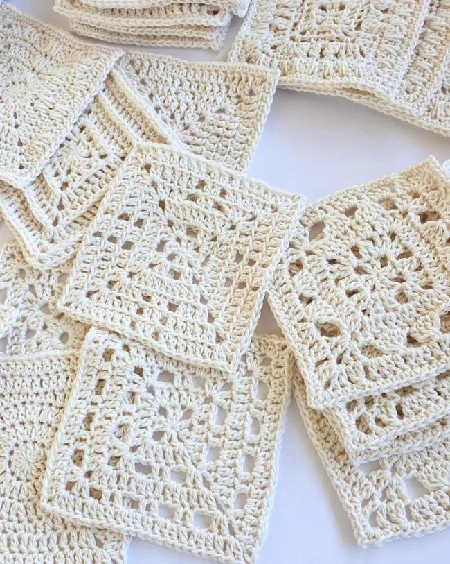 Cream Crochet Granny Squares Collection