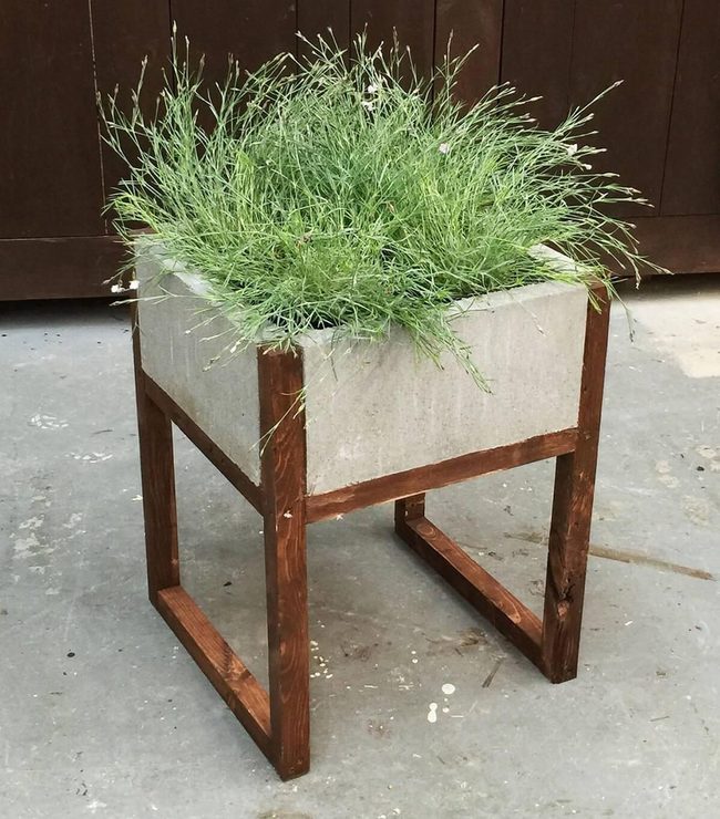 Concrete Wood Garden Planters