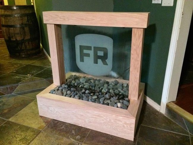 Glass River Rock Fireplace Statement