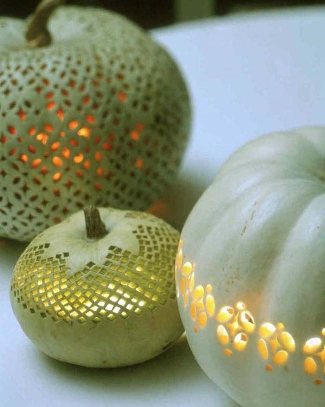 Lace-Carved Pumpkin Luminaries