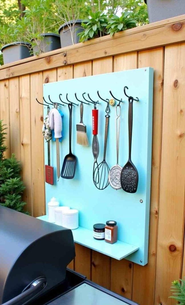 Pastel Blue Pegboard Tool Wall