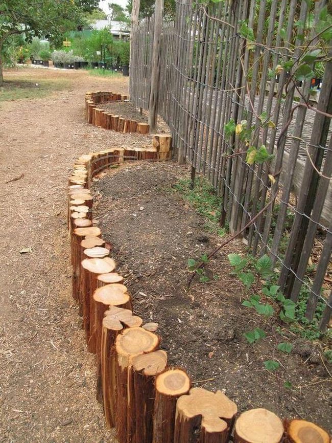 Logs Define Ground Level Garden Spaces