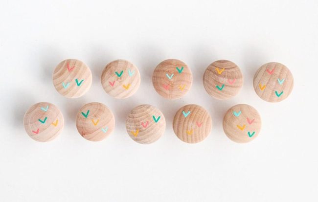Checkmark Wood Spheres In Multicolor