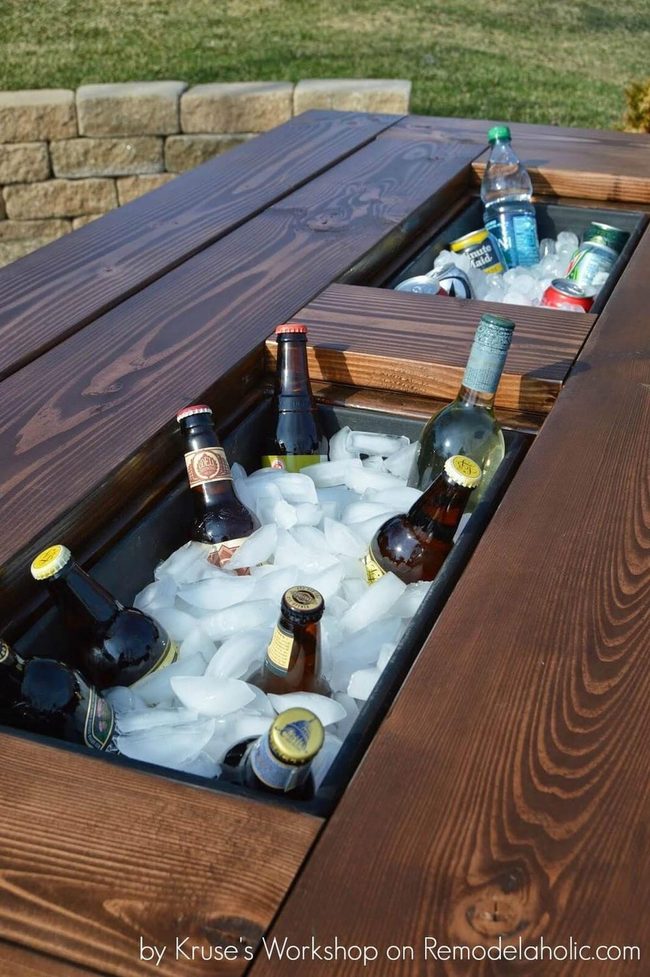 Poolside Table Built-In Icebox