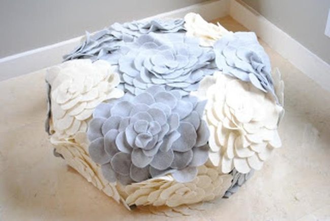 Layered Petal Poufs Blue Cream