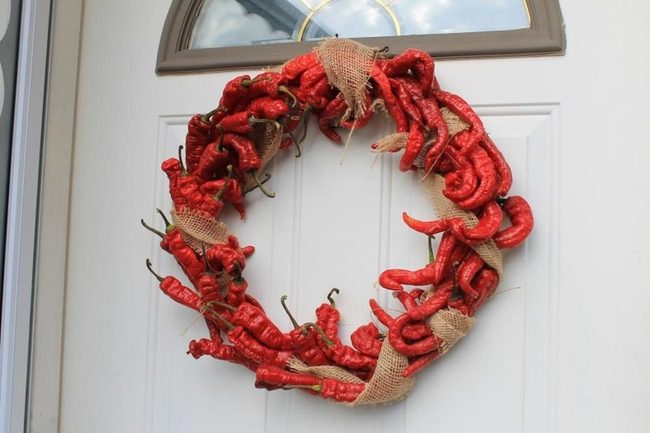Crimson Peppers Spiral Wreath