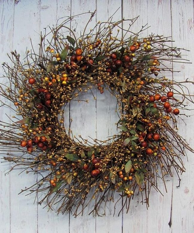 Red Berry Wreath White Door