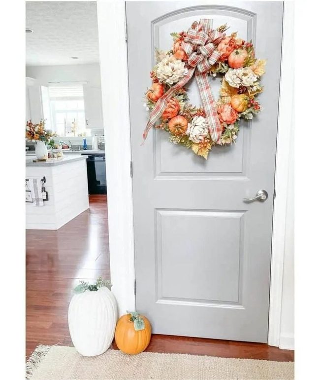 Orange Pumpkins Gray Door Statement