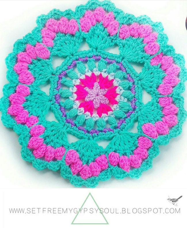 Pink And Teal Yarn Mandala