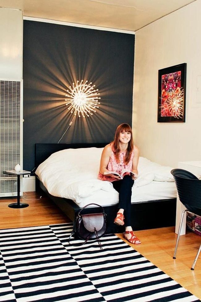 Starburst Light Above Monochrome Bedroom