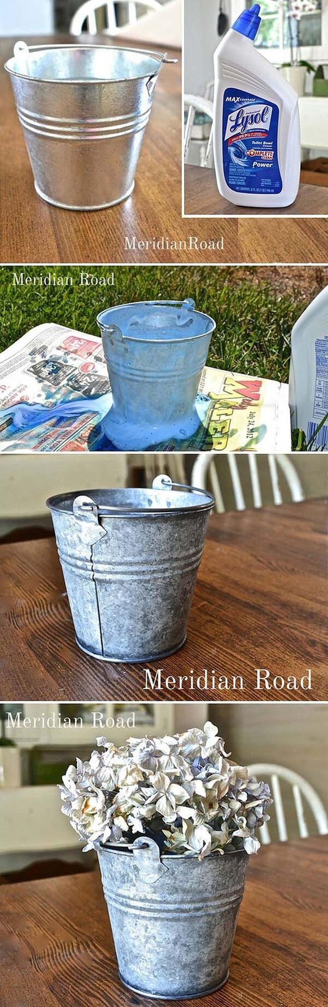 Weathered Metal Bucket Blooms