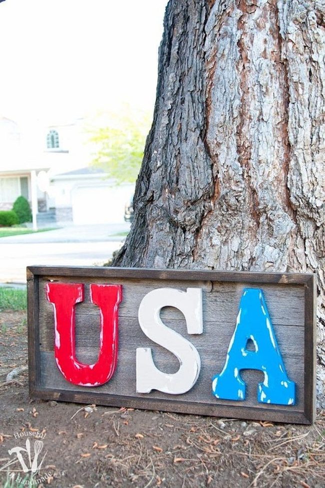 Red White Blue Wood Patriot