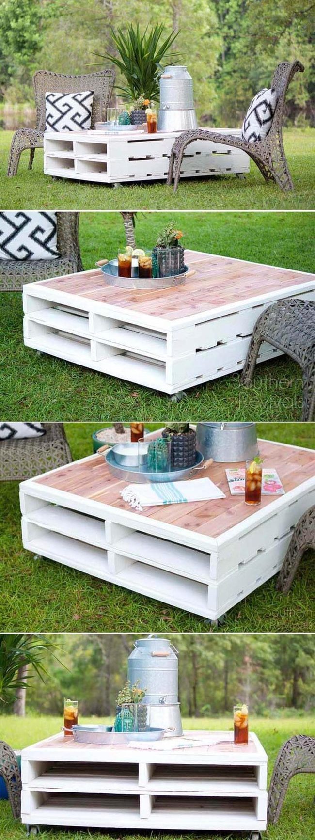 Brass-Topped Pallet Coffee Table