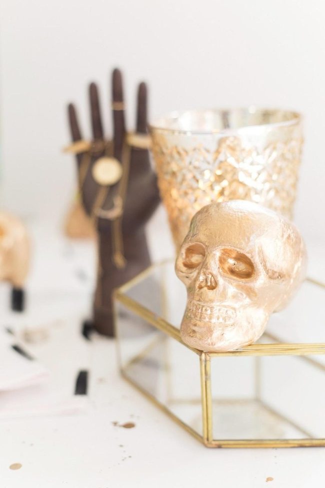 Metallic Skulls With Sculptural Shadows