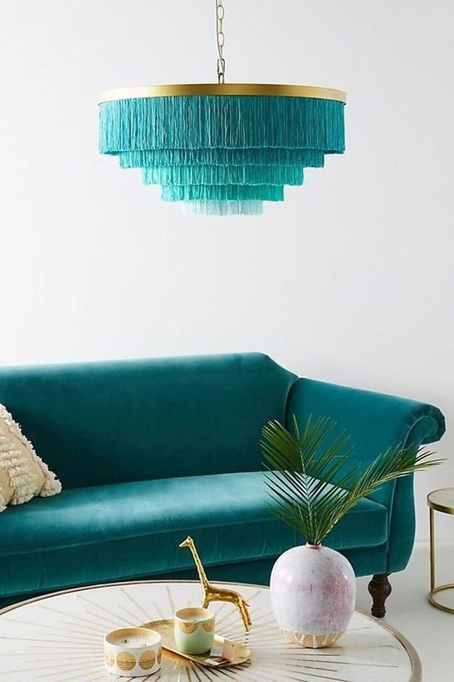 Teal Velvet Sofa Statement