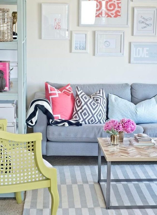 Gray Couches With Patterned Pillows