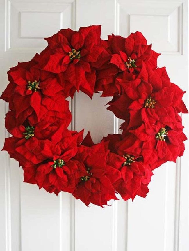 Red Poinsettia Door Wreath